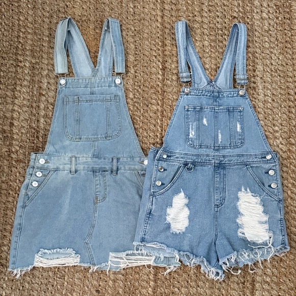 ASOS Denim distressed Overall Shorts and dress size small bundle - Picture 1 of 2